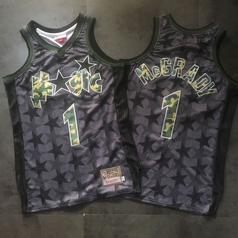 Men Orlando Magic #1 Mcgrady Black Trowback Camo Swingman NBA Jersey